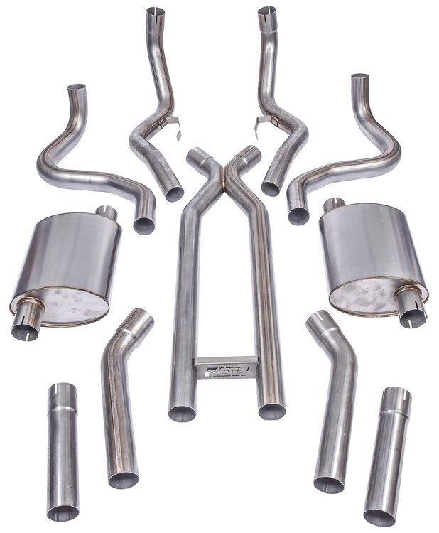 Header-Back Dual Exhaust Kit for 1970-1981 Chevy Camaro, Pontiac Firebird; 1970-1974 Chevy Nova [3 in. SS Tubing]