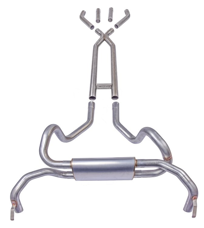 Header-Back Dual 2-1/2 in. Exhaust Kit 409 Stainless Steel