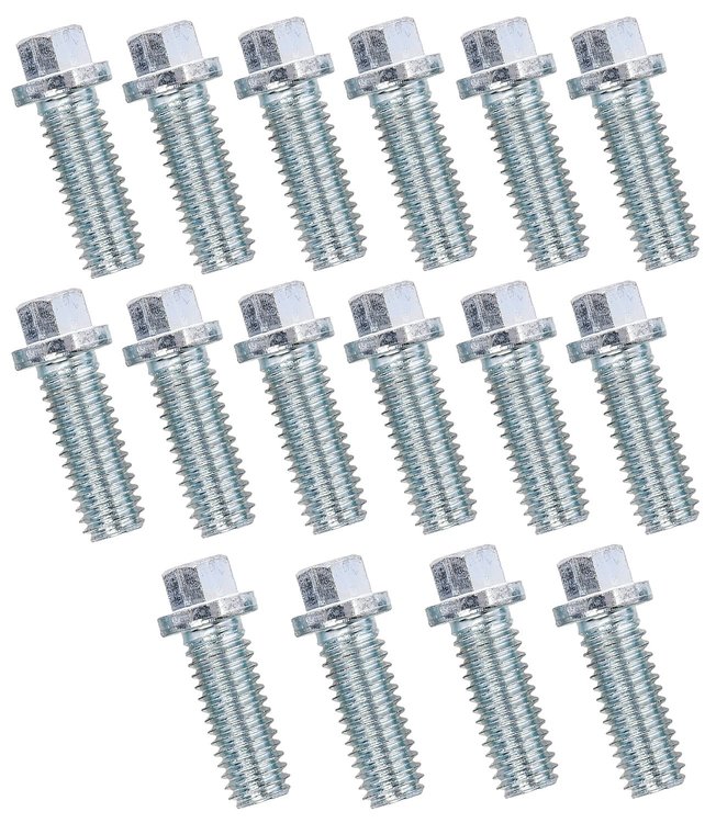 3/8 in.-16 Header Bolt Kit, Hex Head, 1 in. Long for Ford and Chevy