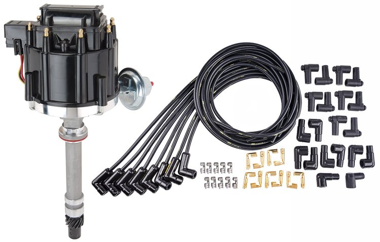 HEI Distributor Kit For Small Block & Big Block Chevy with 8 mm Black HI-Temp Wires & 90-Degree Ceramic Boots
