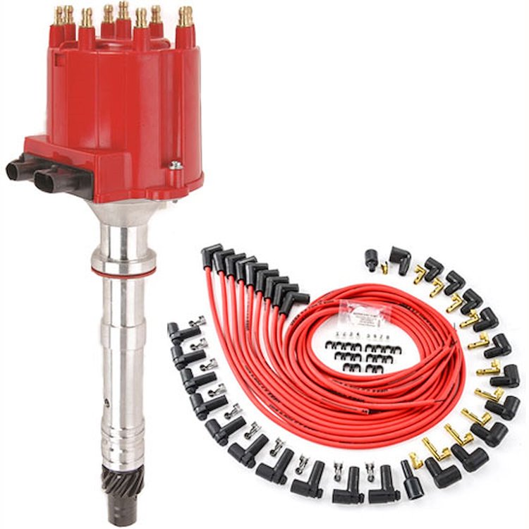 HEI Distributor and Spark Plug Wire Kit for 1987-1995 GM Models with V8 and External Coil