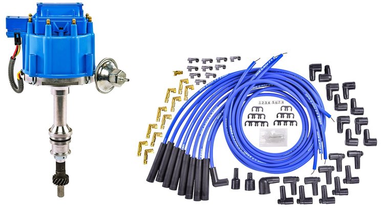 HEI Distributor and Spark Plug Wire Kit [Small Block Ford 1969-1991 351W V8]