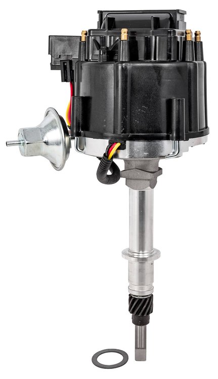 HEI Distributor w/Vacuum Advance for 1965-1990 AMC & Jeep 199-258 ci.  6-Cylinder Engines [Black Cap]