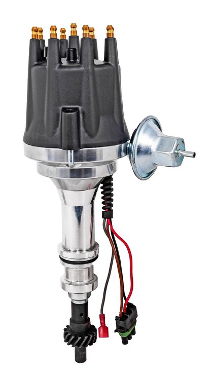 SSR-II Pro Series Distributor w/Vacuum Advance for Ford 351C/351M/400M V8 & Ford Big Block 429, 460 V8 Engines [Black Cap]