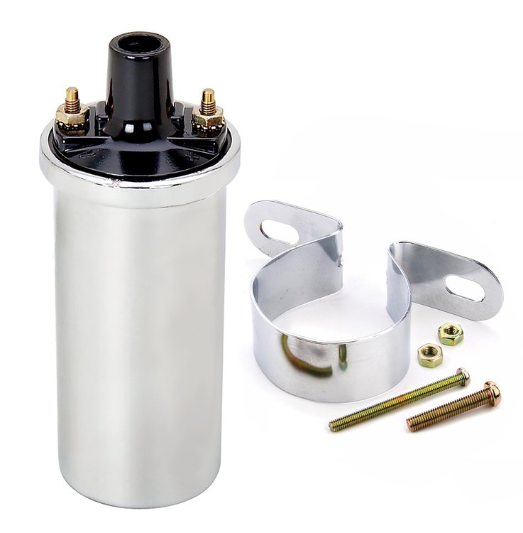 High-Energy Ignition Coil and Bracket Kit [Chrome Coil and Chrome Panel Mount Bracket]