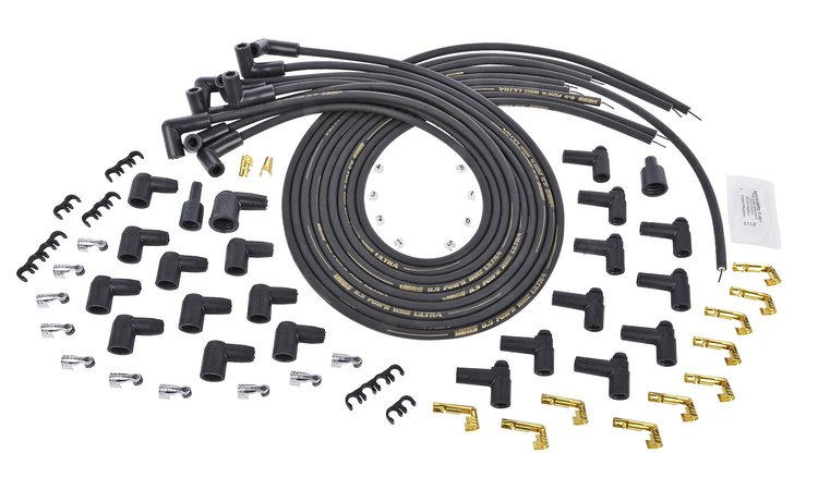 8.5mm Black Ultra Pow'r Wires Small & Big Block Chevy Over Valve Covers or Under Headers