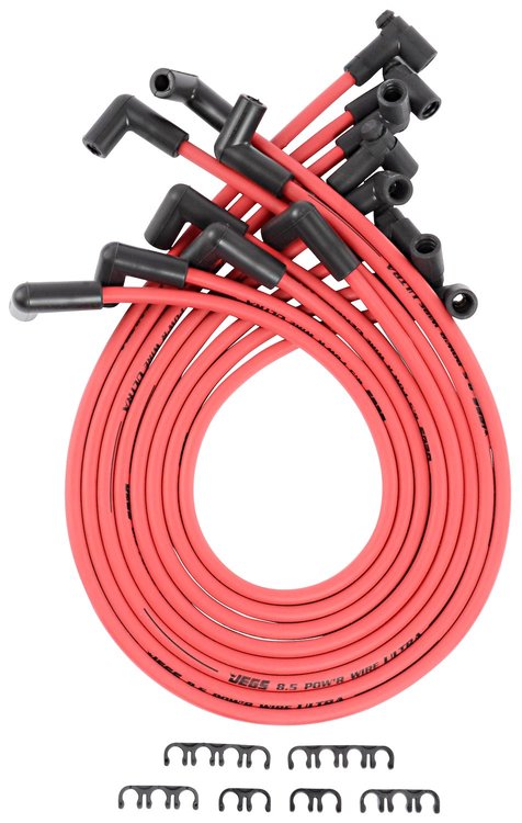 8.5mm Red Ultra Pow'r Wires for Small Block Chevy Over Valve Covers
