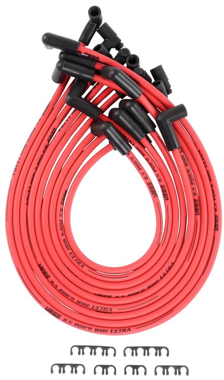 8.5mm Red Ultra Pow'r Wires for Small Block Chevy Under Headers