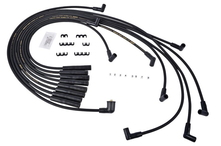 8.5mm Black Ultra Pow'r Wires for Big Block Mopar 383, 400, 440 with HEI Cap
