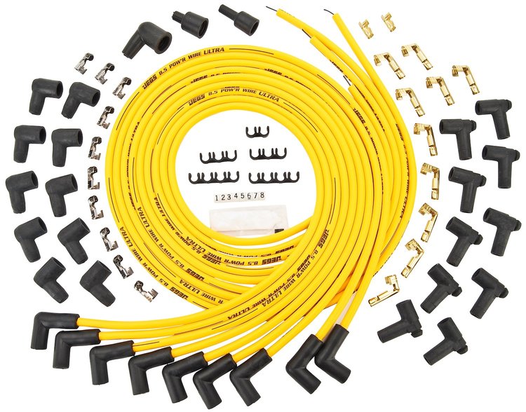 8.5mm Yellow Ultra Pow'r Wires Small & Big Block Chevy Over Valve Covers or Under Headers