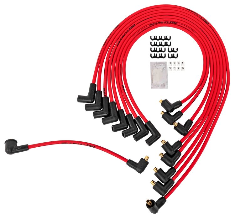 8.0mm Red Hot Pow'r Wires Small Block Chevy Under Headers