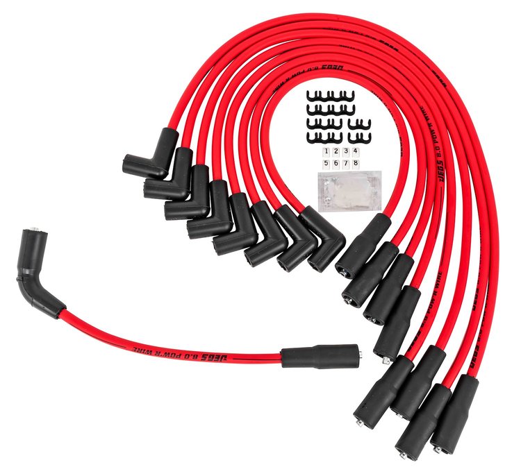 8.0mm Red Hot Pow'r Wires 1996-2000 Small Block Chevy Truck 5.7L Vortec