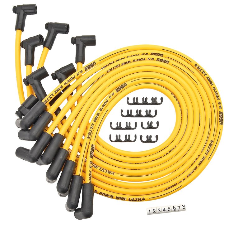 8.5mm Yellow Ultra Pow'r Wires Small Block Chevy Over Valve Covers