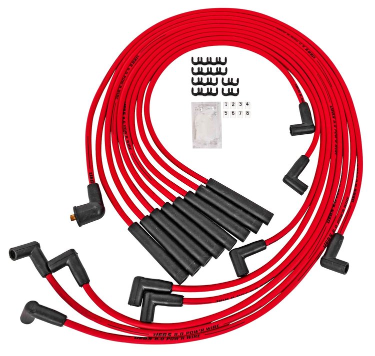 8.0mm Red Hot Pow'r Wires Big Block Mopar 383/400/440 with HEI Cap
