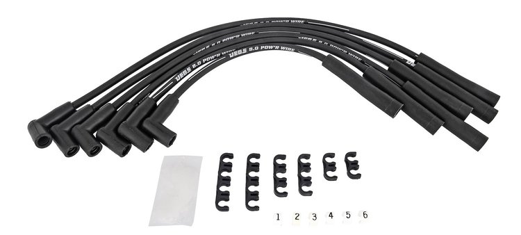 8.0mm Black Pow'r Wires for 1964-1990 AMC/JEEP 232 & 258 6-Cylinder w/HEI Distributor