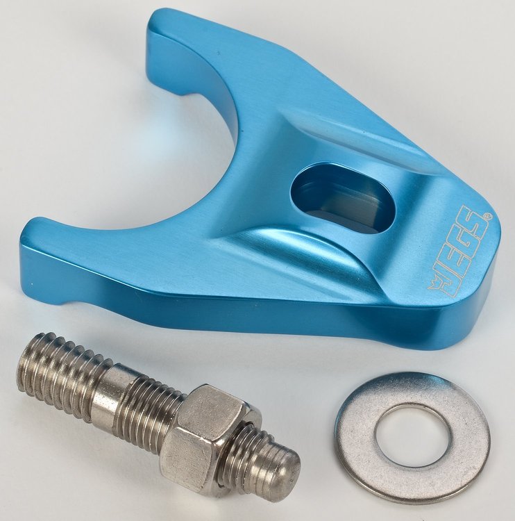 Billet Distributor Hold-Down Clamp Chevy: 90° V6, Small Block, and Big Block [Blue Anodized]