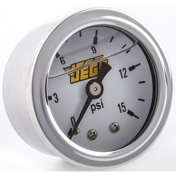 Fuel Pressure Gauge 1 1/2 in. Diameter [Liquid Filled] White Face Dial