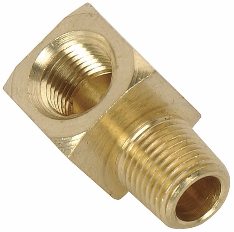 Mechanical Fuel Pressure Gauge Adapter Fitting 1/8 in. NPT Male x 1/8 in. NPT Female 90° Elbow