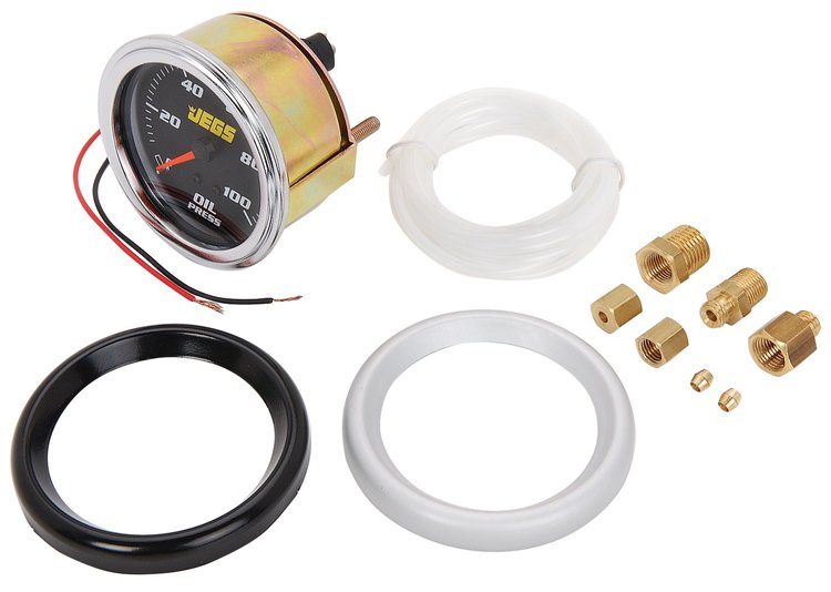 Oil Pressure Gauge, 2 5/8 in. Mechanical [0-100 psi with Black Face]