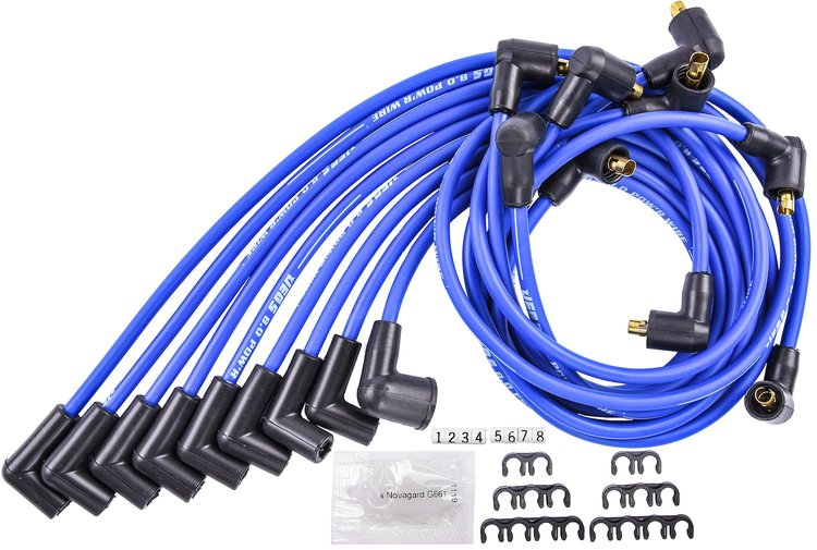 8.0mm Blue Pow'r Wires Small Block Chevy Under Headers