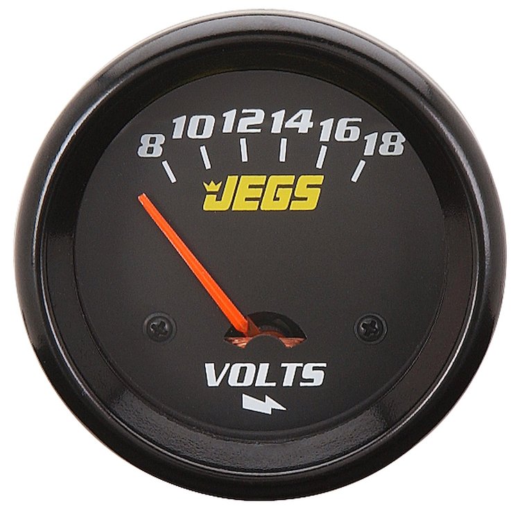 Voltmeter Gauge, 2 5/8 in. Electrical [8-18 Volts with Black Face]