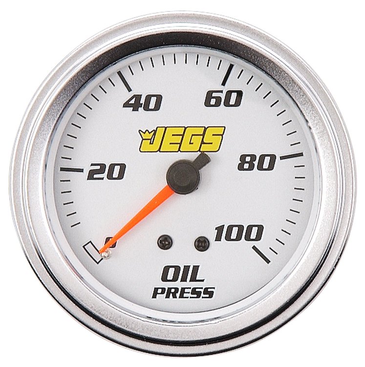 Oil Pressure Gauge, 2 5/8 in. Mechanical [0-100 psi with Silver Face]