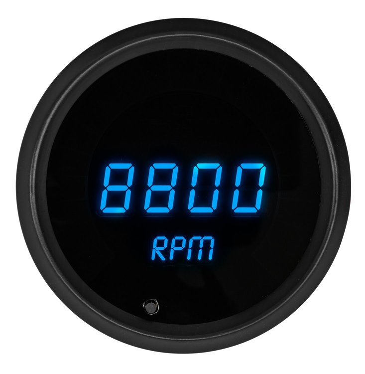 Tachometer LED Digital [Black Bezel, Black Face, Blue Numbers and Bar Graph]