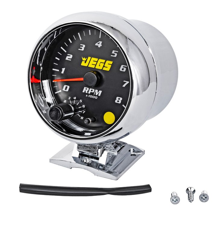 3 3/4 in. Pedestal Mount Tachometer, 0-8,000 RPM [Black Face with Chrome Bezel]