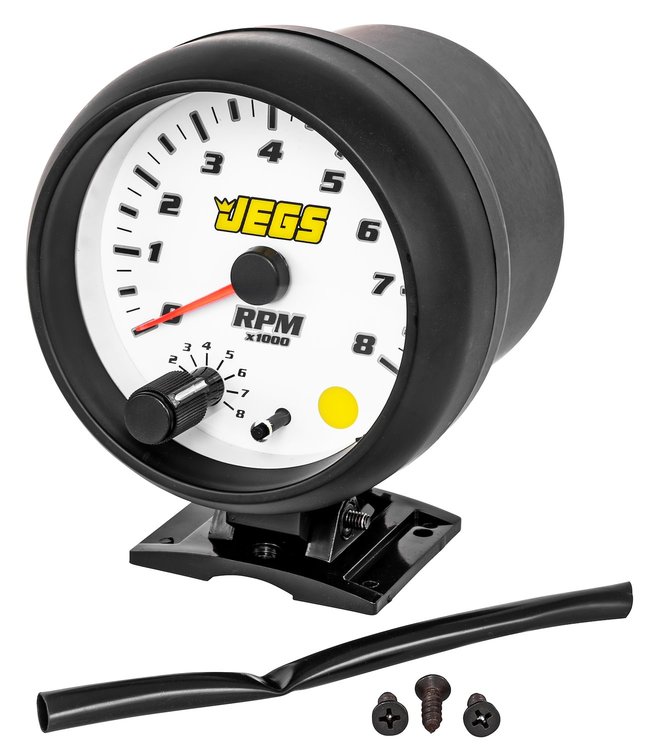 3 3/4 in. Pedestal Mount Tachometer, 0-8,000 RPM [White face with Black Bezel]