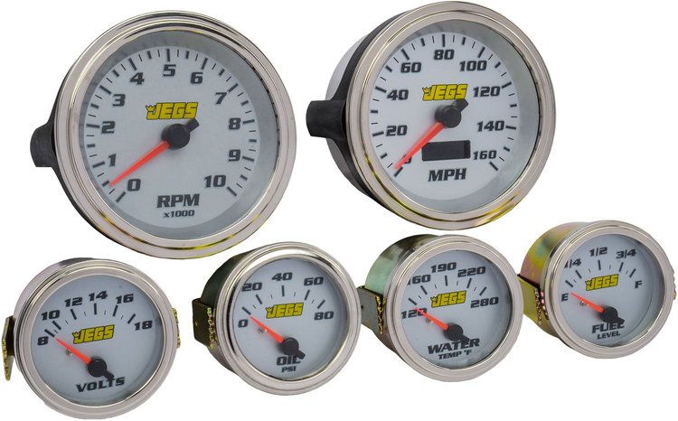 6-Gauge Set, Silver Analog Face [5 in. Dia. Speedometer & Tachometer]