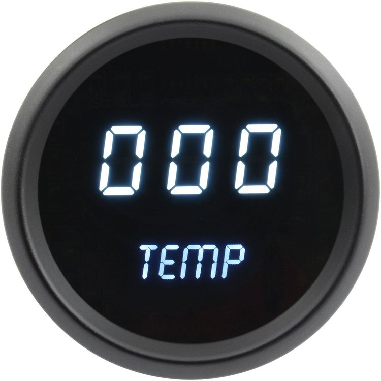 Water Temperature Gauge LED Digital [Black Bezel, Black Face, White Numbers]