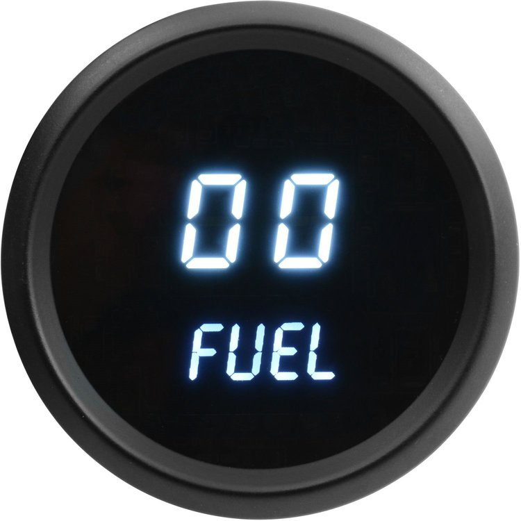 Fuel Level Gauge LED Digital [Black Bezel, Black Face, White Numbers]