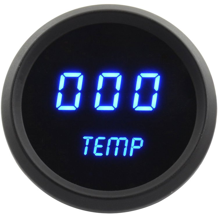 Water Temperature Gauge LED Digital [Black Bezel, Black Face, Blue Numbers]