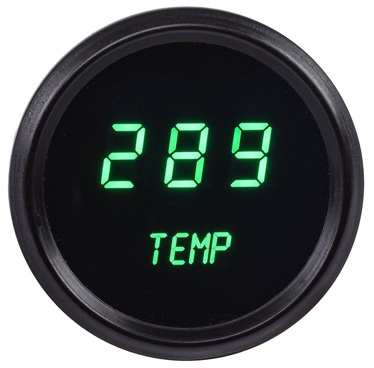 Water Temperature Gauge LED Digital [Black Bezel, Black Face, Green Numbers]
