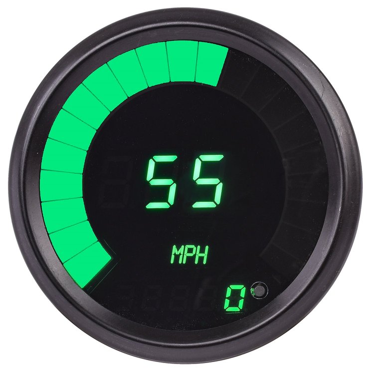 Speedometer LED Digital [Black Bezel, Black Face, Green Numbers and Bar Graph]