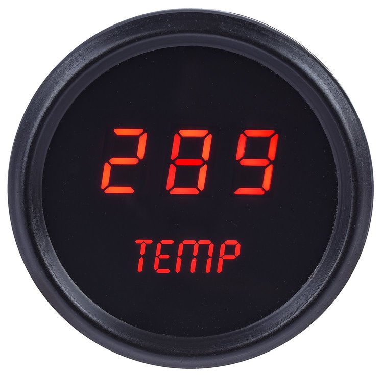 Water Temperature Gauge LED Digital [Black Bezel, Black Face, Red Numbers]