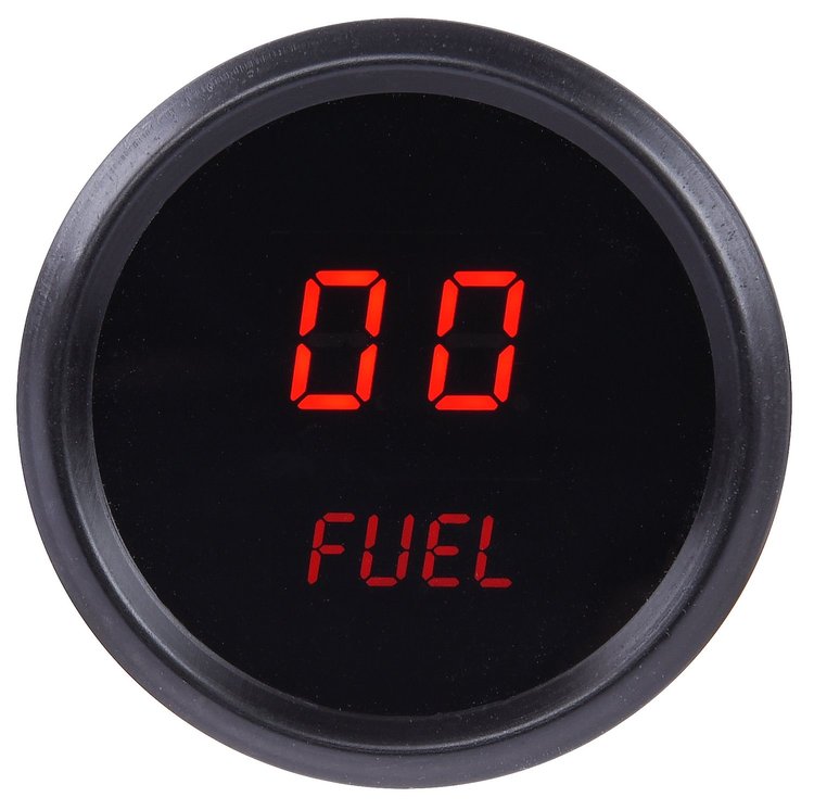 Fuel Level Gauge LED Digital [Black Bezel, Black Face, Red Numbers]