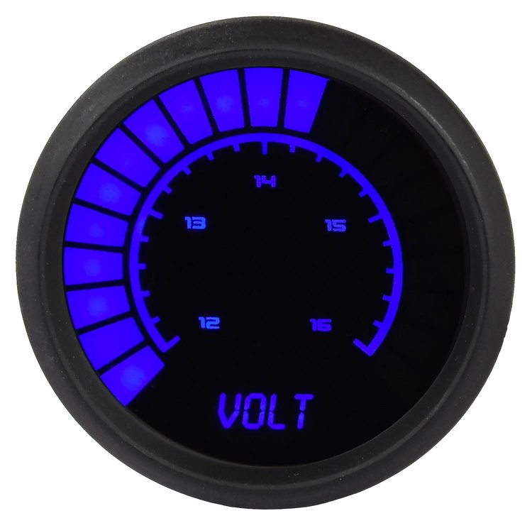 Voltmeter LED Bar Graph [Black Bezel, Black Face, Blue Numbers]