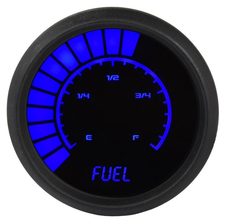 Fuel Level Gauge LED Bar Graph [Black Bezel, Black Face, Blue Numbers]