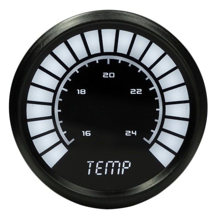 Water Temperature Gauge LED Bar Graph [Black Bezel, Black Face, White Numbers]