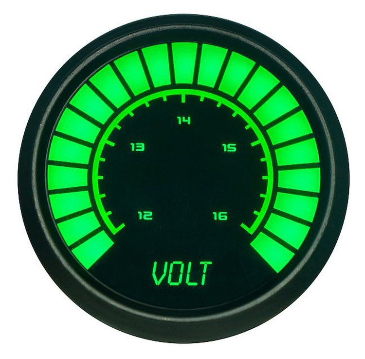 Voltmeter LED Bar Graph [Black Face, Black Bezel, Green Numbers]
