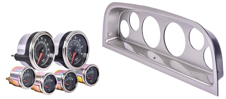 Gauge and Dash Panel Set for 1960-1963 Chevrolet, GMC C/K Series Truck [6-Gauge Set, Brushed Aluminum Finish Panel]