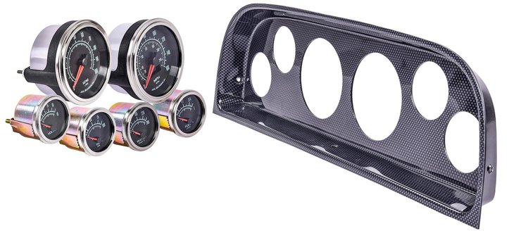Gauge and Dash Panel Set for 1960-1963 Chevrolet, GMC C/K Series Truck [6-Gauge Set, Carbon Fiber Finish Panel]