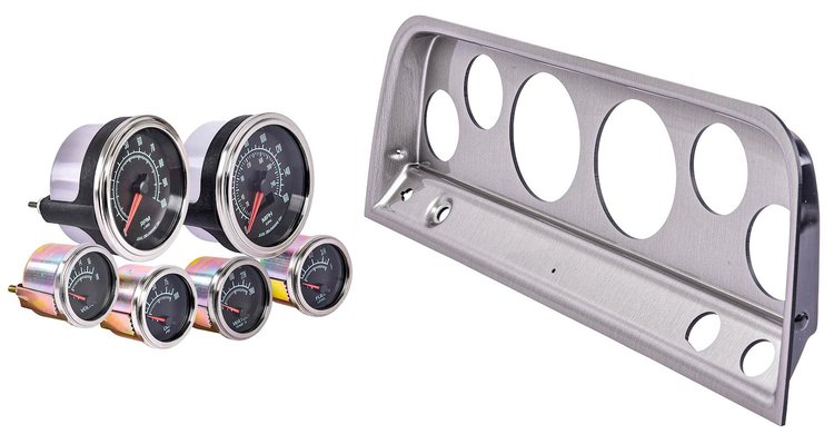 Gauge and Dash Panel Set for 1964-1966 Chevrolet, GMC C/K Series Truck [6-Gauge Set, Brushed Aluminum Finish Panel]