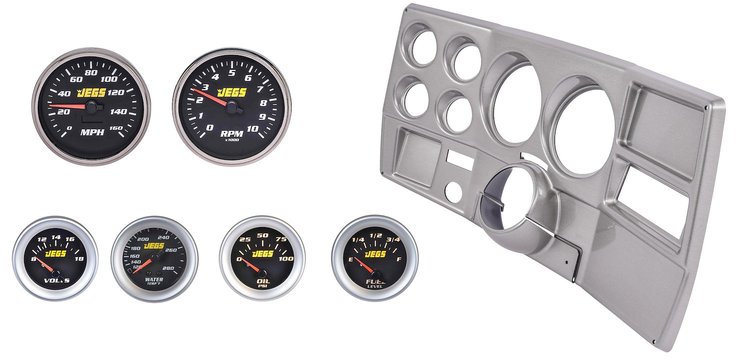 Gauge and Dash Panel Set for 1973-1983 Chevrolet, GMC C/K Series Truck w/o A/C [Black Gauges, Brushed Aluminum Finish Panel]