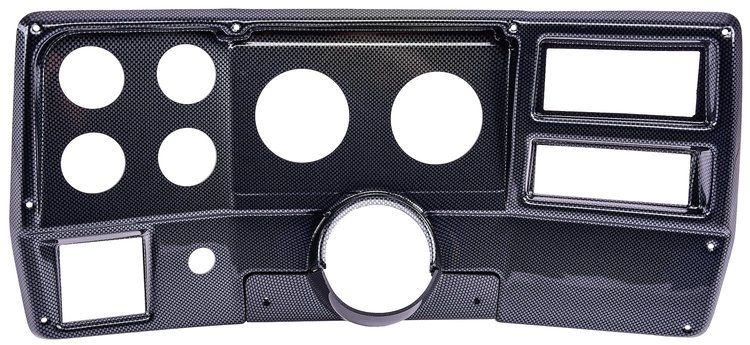 6-Gauge Dash Panel Insert for 1984-1987 Chevy, GMC C/K Series Truck w/ A/C Cutouts, 3 3/8 in. & 2 1/16 in. Gauges [Carbon Fiber]