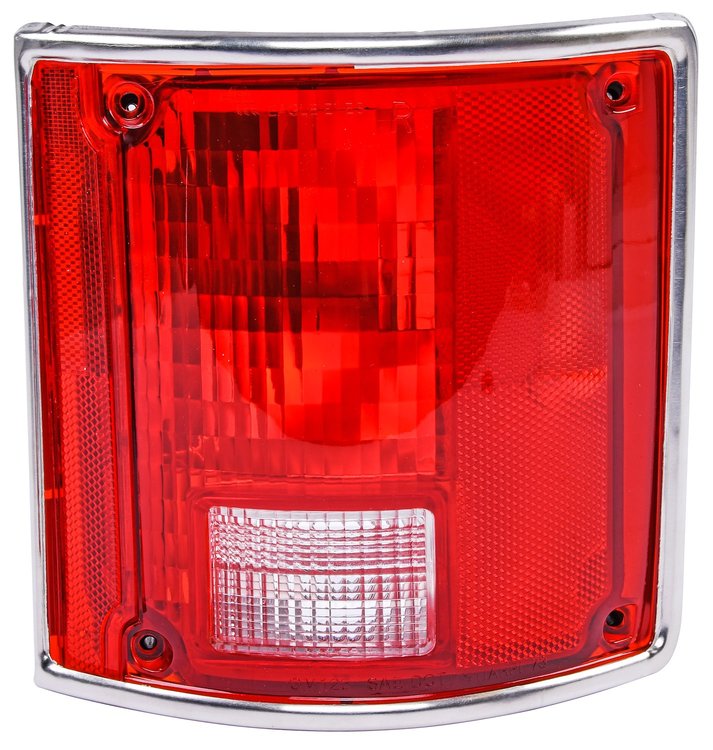 Tail Light Assembly with Chrome Trim Ring for 1973-1991 Chevy Blazer, Suburban, C/K Truck 1983-1991 GMC Jimmy [Right/Passenger S