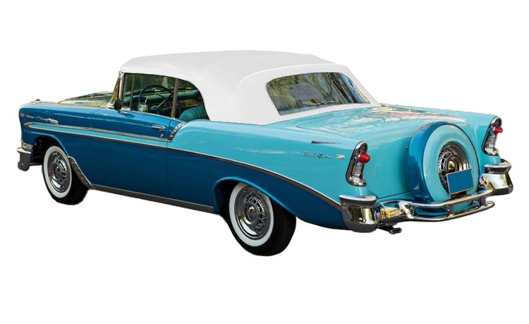 White Convertible Top Fits Select 1955-1957 Chevrolet, Pontiac Models [Plastic Rear Window]