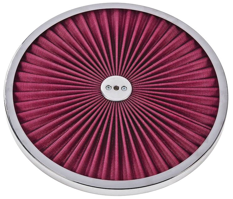 14 in. Flow-Thru Air Cleaner Lid [Chrome Trim with Red Filter]