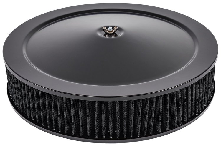 Air Cleaner with Smooth Top 14 in. x 3 in. & 1 1/4 in. Drop Base [Black Powder-Coat]